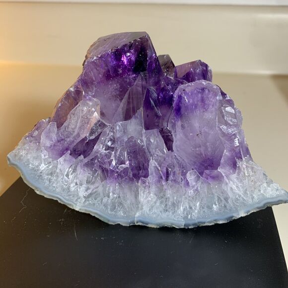 Large Amethyst Geode Crystal: 2 lb (895g) Polished Face Rough Back
